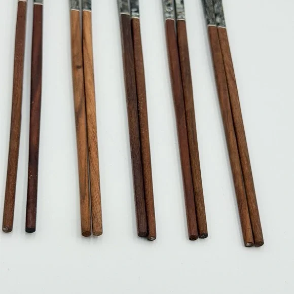 Japanese Style Iridescent Gray Faux Abalone Chopsticks Set 5 Pairs Wood Resin C - Picture 4 of 4